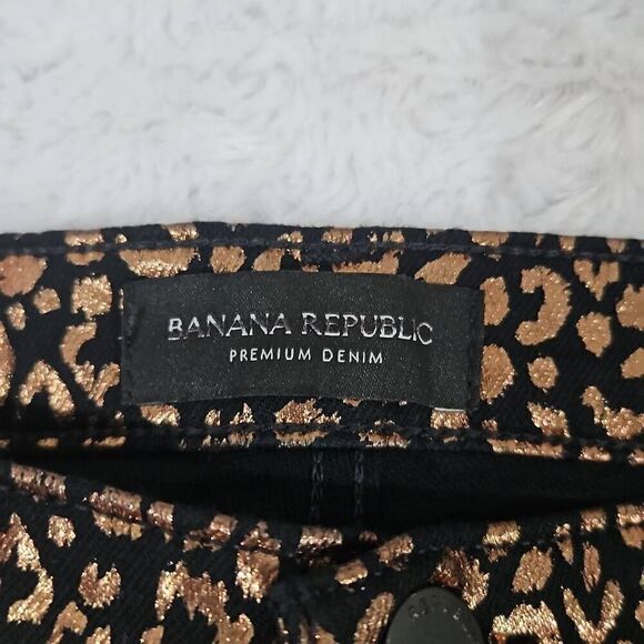 Banana Republic Womens size 29 Mid-Rise Akinny Metallic Leopard Jean Casual - Picture 4 of 11